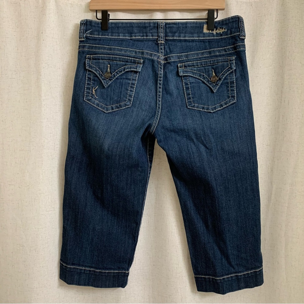 Kut from the Kloth Cropped Capri Mid Rise Flap Pocket Denim Jeans 12 - Picture 2 of 9